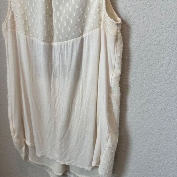 Anthropologie One September Cream Swiss Dot Embroidered Beaded Tank Blouse XS - Picture 6 of 6